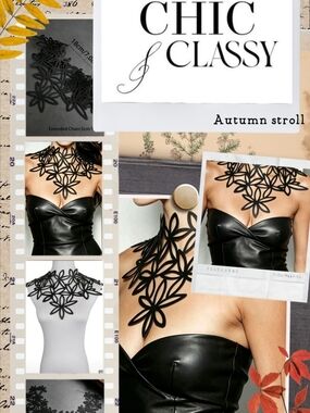 Black Floral Cutout Statement Collar Necklace